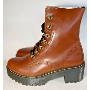 Dr. Martens Air Wair - Leona Farrier Combat Boots - Saddle Tan - 8W - NEW in Box